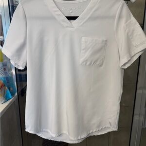 Easy Stretch Women's V-Neck Scrub Top in White